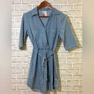 Mimi Chica Denim Blue 3/4 Sleeve Dress- elastic waist size small